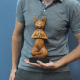 Handcarved Yoga Cats - Lotus