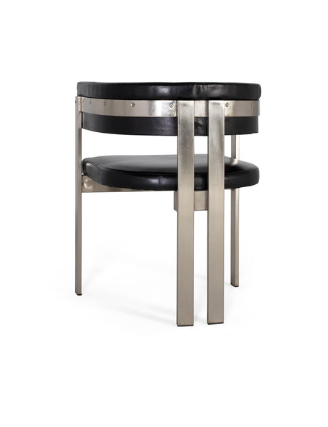 Giner and Colomer – Armchair In Black Leather With Gold-Coloured Metal Frame