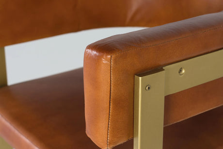 Giner and Colomer - Brown Leather Armchair With Metal Frame