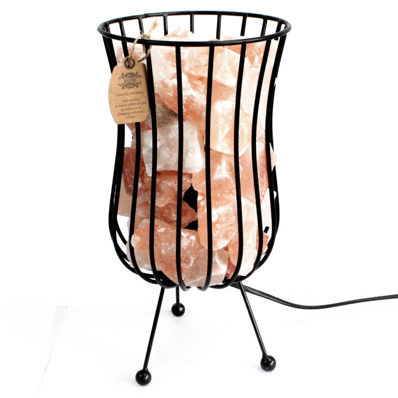 Tall Salt Rock Brazier, Pink Salt Chunks, Cable & Bulb