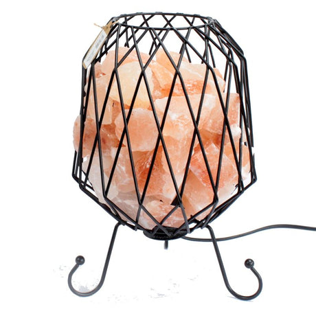 Mesh Salt Rock Brazier,Pink Salt Chunks, Cable & Bulb