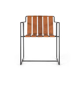 Giner and Colomer – Armchair Upholstered In Light Brown Leather With Black Metal Frame