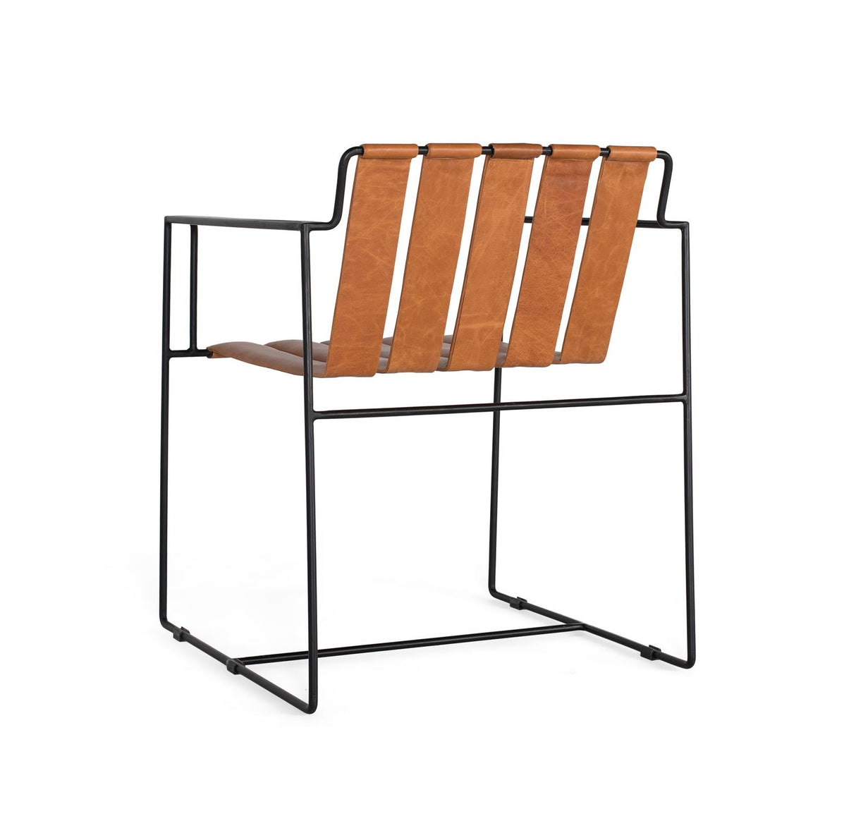 Giner and Colomer – Armchair Upholstered In Light Brown Leather With Black Metal Frame