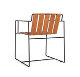 Giner and Colomer – Armchair Upholstered In Light Brown Leather With Black Metal Frame