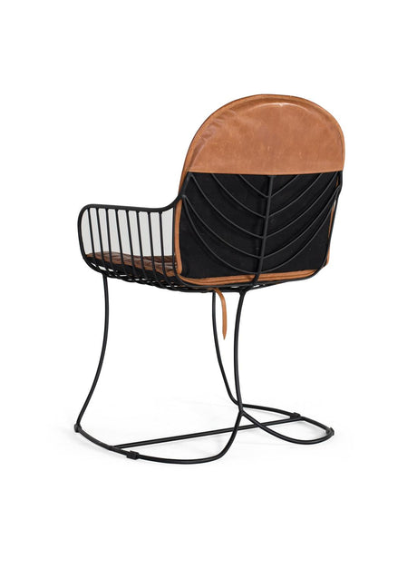 Giner and Colomer  Chair Upholstered In Light Brown Leather With Metal Frame