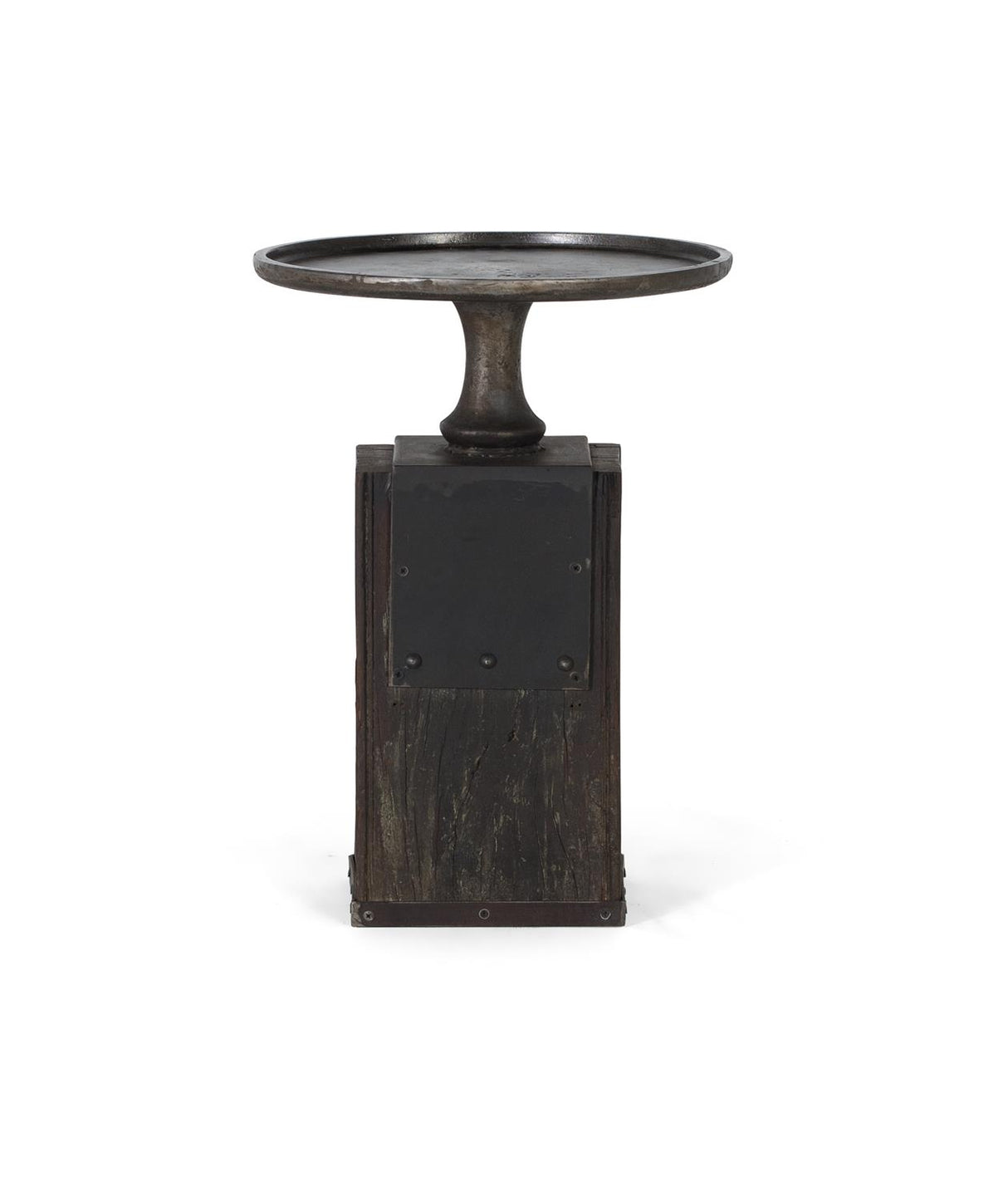 Giner and Colomer - Reclaimed Wood & Metal Side Table In Dark Brown & Aged Bronze