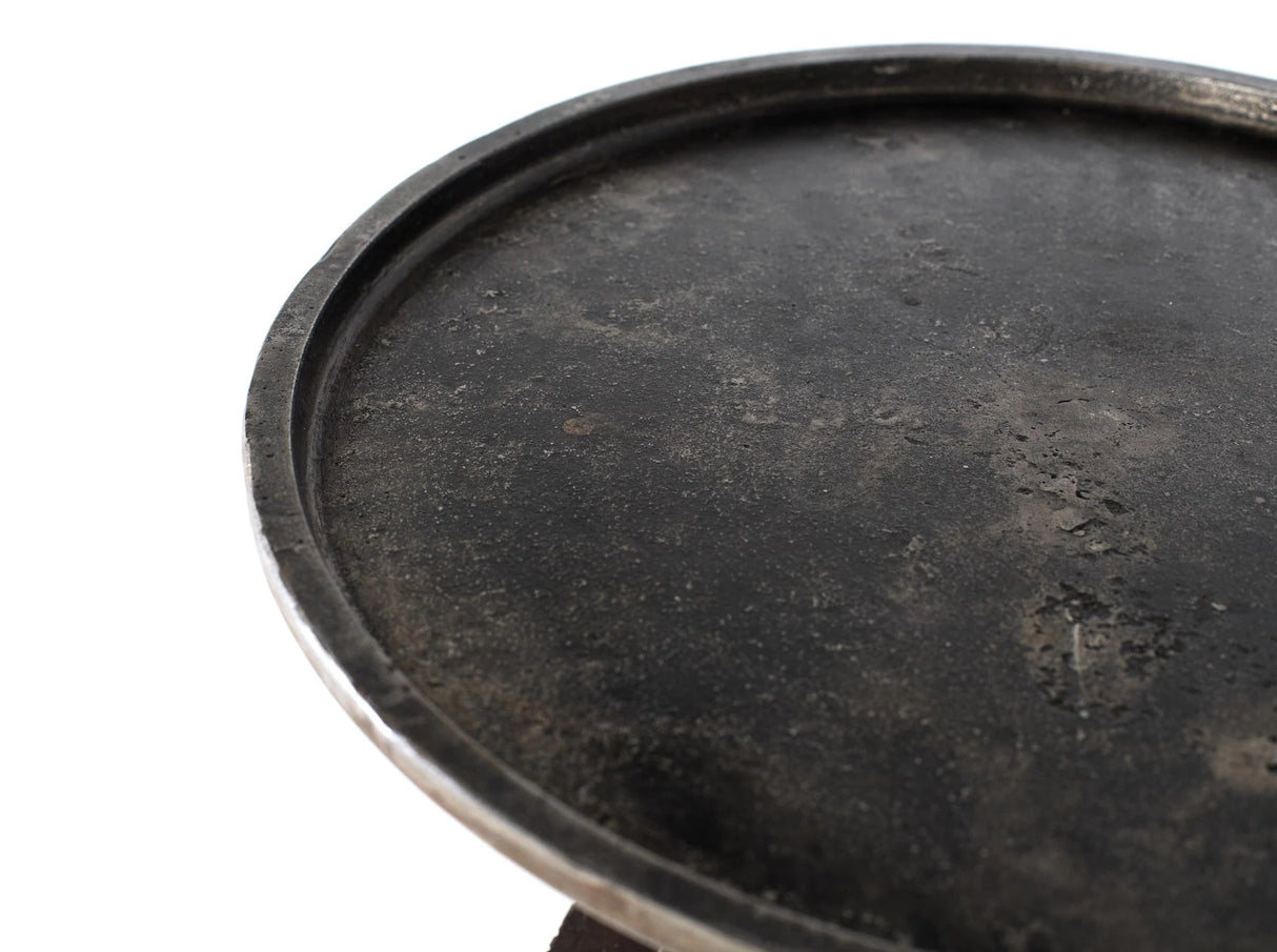 Giner and Colomer - Reclaimed Wood & Metal Side Table In Dark Brown & Aged Bronze