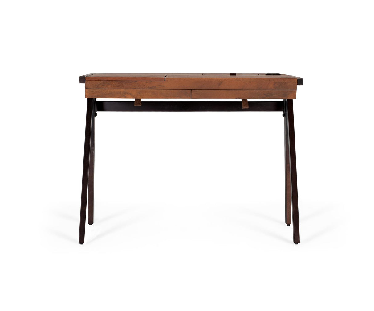 Giner and Colomer - Solid Mango Wood Desk With 2 Drawers & Metal Legs