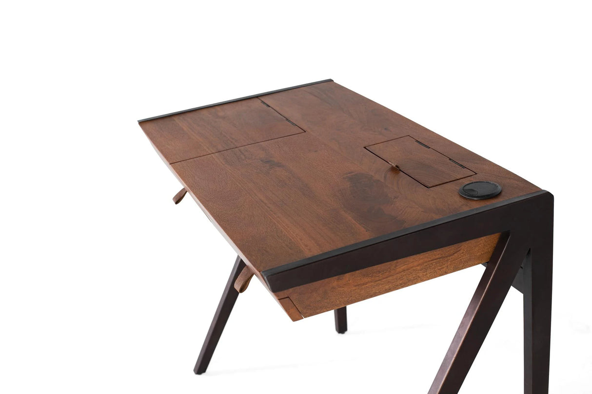 Giner and Colomer - Solid Mango Wood Desk With 2 Drawers & Metal Legs