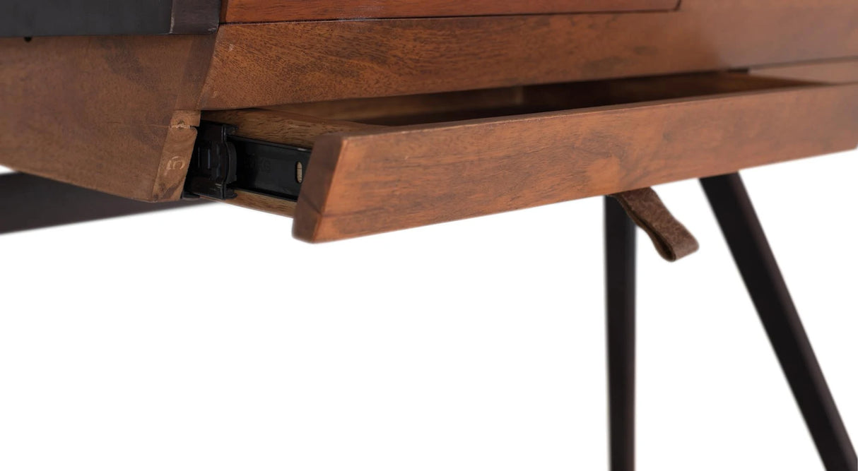 Giner and Colomer - Solid Mango Wood Desk With 2 Drawers & Metal Legs
