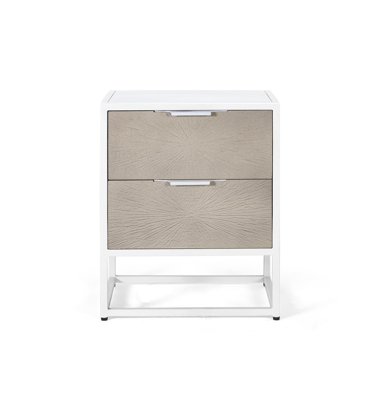 Giner and Colomer - 2-Drawer Metal Bedside Table With White & Beige Resin Front