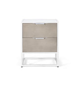 Giner and Colomer - 2-Drawer Metal Bedside Table With White & Beige Resin Front