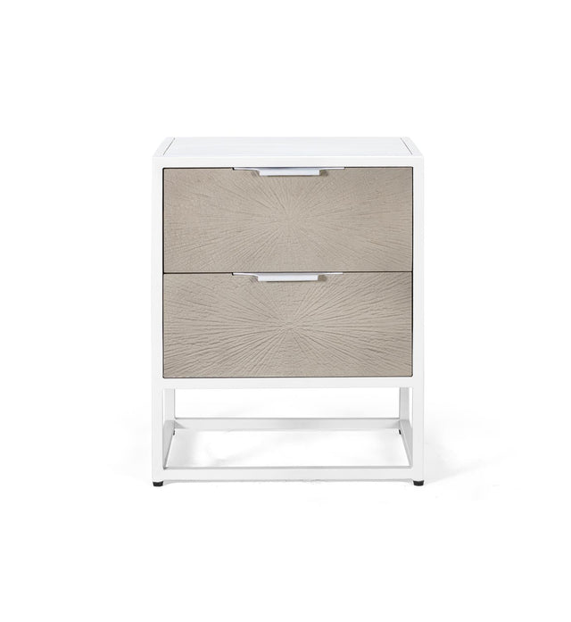 Giner and Colomer - 2-Drawer Metal Bedside Table With White & Beige Resin Front