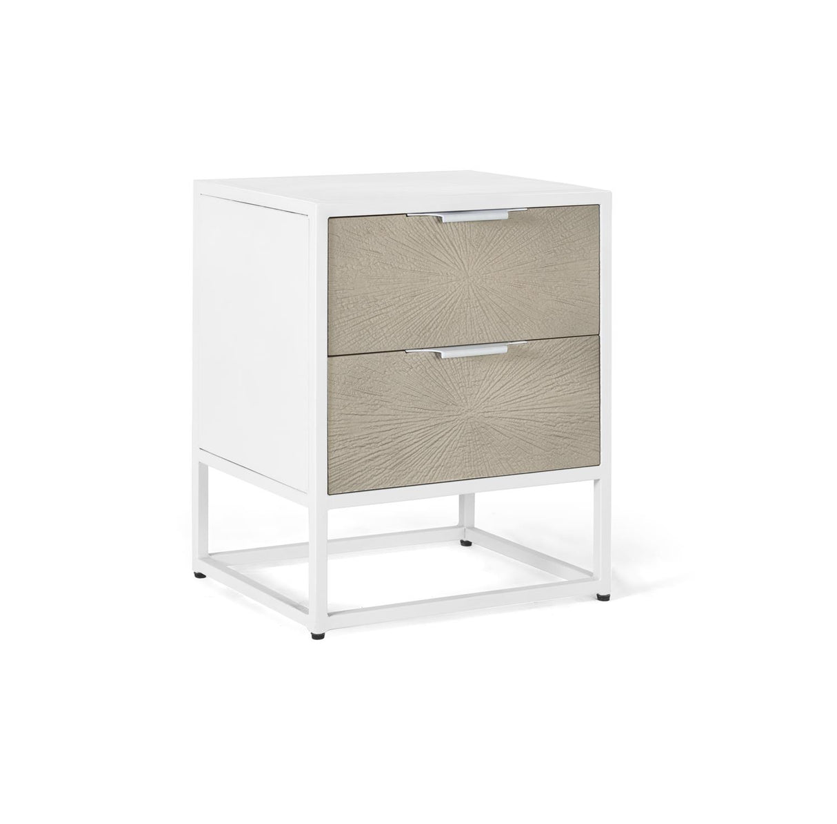 Giner and Colomer - 2-Drawer Metal Bedside Table With White & Beige Resin Front