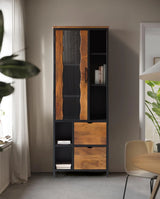 Giner and Colomer - Industrial 1-Door, 2-Drawer Mango Wood & Metal Display Cabinet