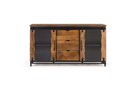 Giner and Colomer - Industrial 2-Door Mango Wood & Metal Sideboard