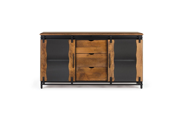 Giner and Colomer - Industrial 2-Door Mango Wood & Metal Sideboard