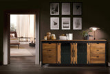 Giner and Colomer - Industrial Mango Wood & Metal Sideboard With 2 Sliding Doors & 6 Drawers