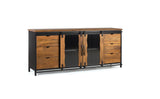 Giner and Colomer - Industrial Mango Wood & Metal Sideboard With 2 Sliding Doors & 6 Drawers