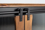 Giner and Colomer - Industrial Mango Wood & Metal Sideboard With 2 Sliding Doors & 6 Drawers
