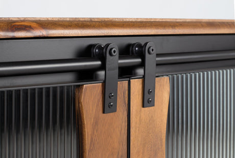 Giner and Colomer - Industrial Mango Wood & Metal Sideboard With 2 Sliding Doors & 6 Drawers