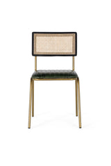 Giner and Colomer  Set Of 2 Dining Chairs With Leather Upholstery, Rattan Backrest & Metal Frame
