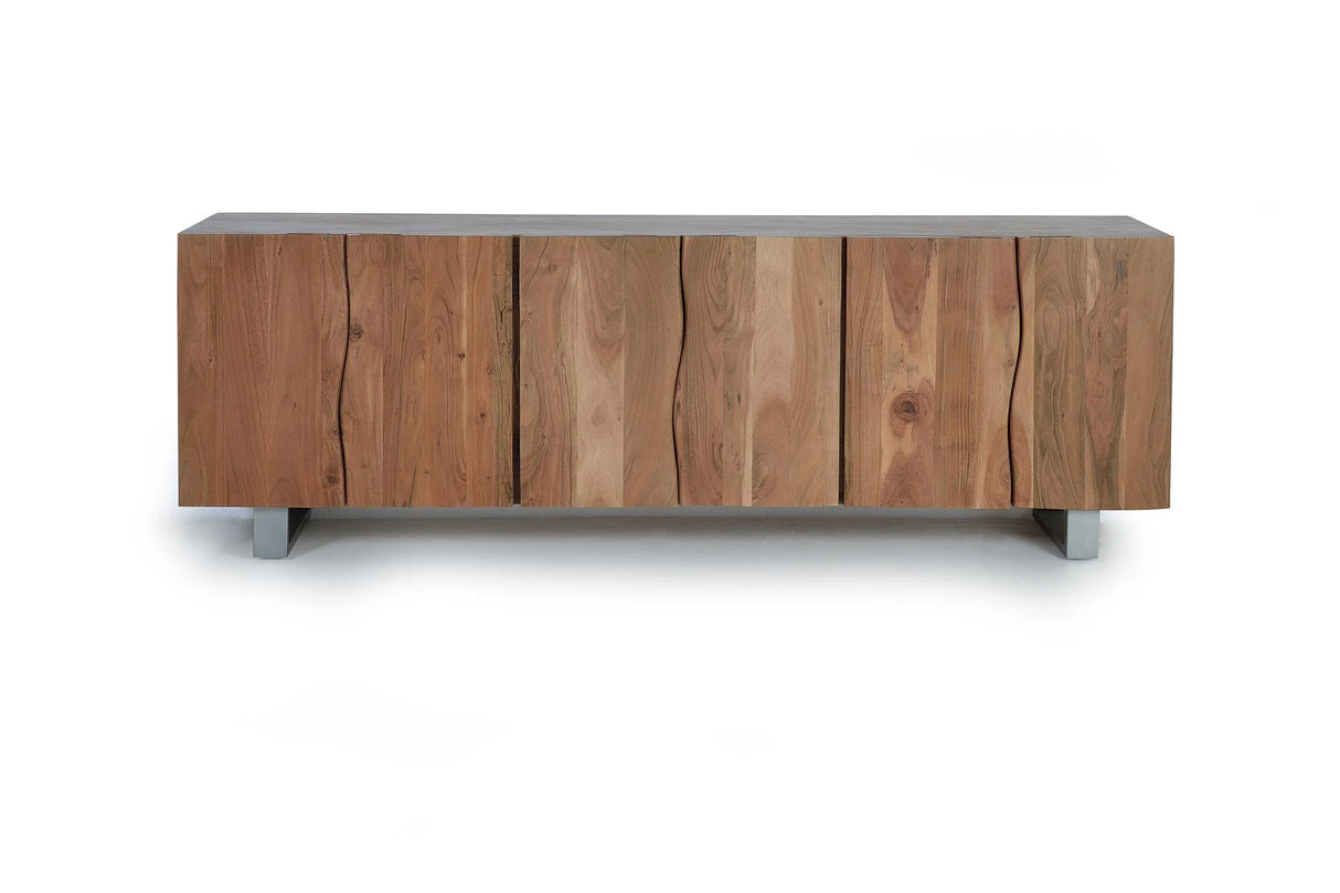 Giner and Colomer - 6-Door Acacia Wood Sideboard With Metal Legs