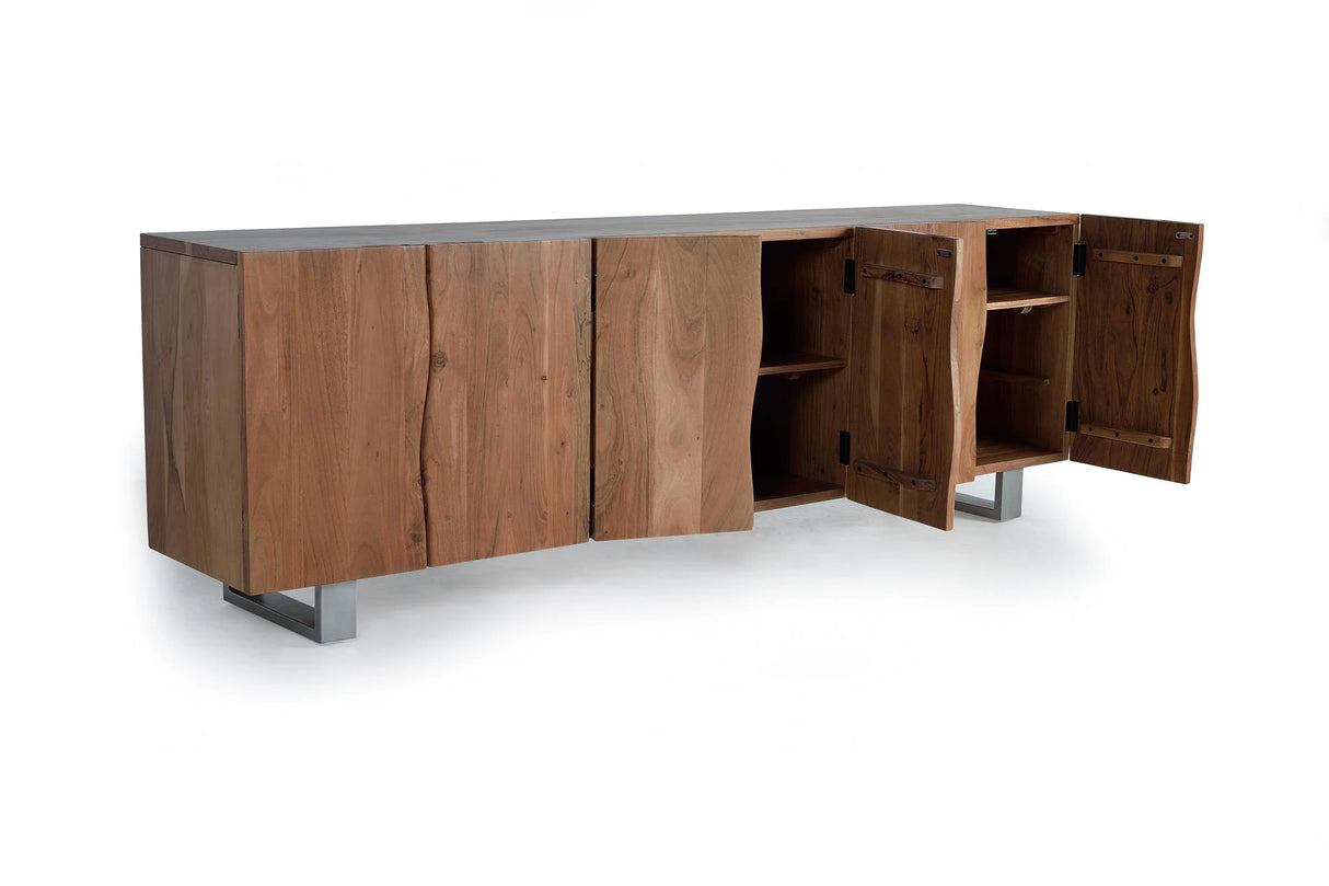 Giner and Colomer - 6-Door Acacia Wood Sideboard With Metal Legs