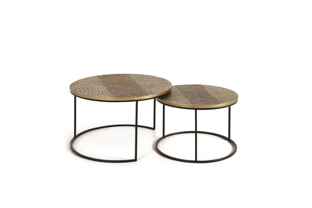 Giner and Colomer - Set Of 2 Nesting Tables With Metal Base & Aluminum Top (Bronze Finish)