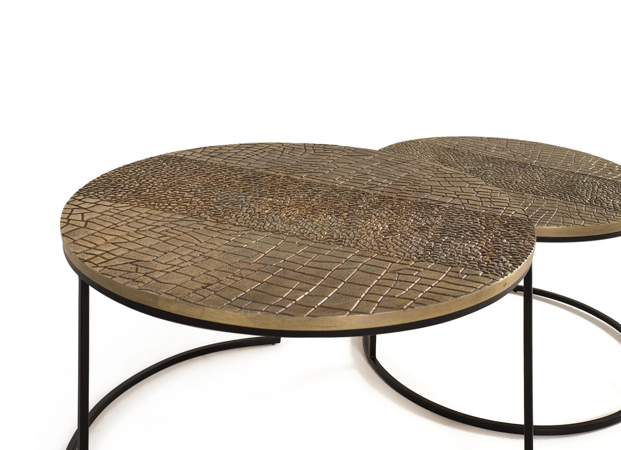Giner and Colomer - Set Of 2 Nesting Tables With Metal Base & Aluminum Top (Bronze Finish)