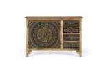 Giner and Colomer - Mango Wood Sideboard With 2 Doors, 4 Drawers & Hand-Painted Details
