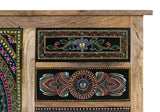 Giner and Colomer - Mango Wood Sideboard With 2 Doors, 4 Drawers & Hand-Painted Details