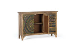 Giner and Colomer - Mango Wood Sideboard With 2 Doors, 4 Drawers & Hand-Painted Details