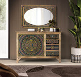 Giner and Colomer - Mango Wood Mirror With Hand-Painted Details