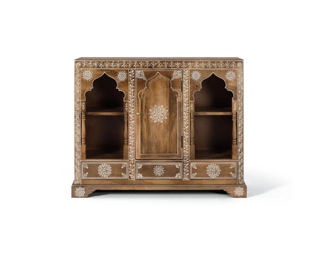 Giner and Colomer - Mango Wood Console With 1 Door, 3 Drawers & Hand-Painted Details