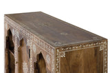 Giner and Colomer - Mango Wood Console With 1 Door, 3 Drawers & Hand-Painted Details