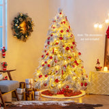 145 CM Feet Flocked Christmas Tree with 150 Warm White LED Lights-M