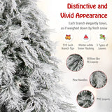 145 CM Feet Flocked Christmas Tree with 150 Warm White LED Lights-M