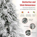 145 CM Feet Flocked Christmas Tree with 150 Warm White LED Lights-S