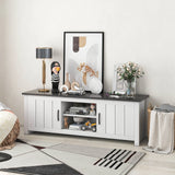 TV Stand with 2 Cabinets and Open Shelves for TVs up to 65 Inch-Black