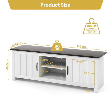 TV Stand with 2 Cabinets and Open Shelves for TVs up to 65 Inch-Black