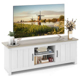 TV Stand with 2 Cabinets and Open Shelves for TVs up to 65 Inch-Natural