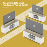 TV Stand with 2 Cabinets and Open Shelves for TVs up to 65 Inch-Natural