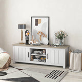 TV Stand with 2 Cabinets and Open Shelves for TVs up to 65 Inch-Natural