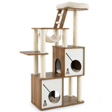 57" Cat Tree Tower Multi-Level Activity Center with Scratching Posts-Natural