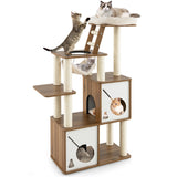 57" Cat Tree Tower Multi-Level Activity Center with Scratching Posts-Natural