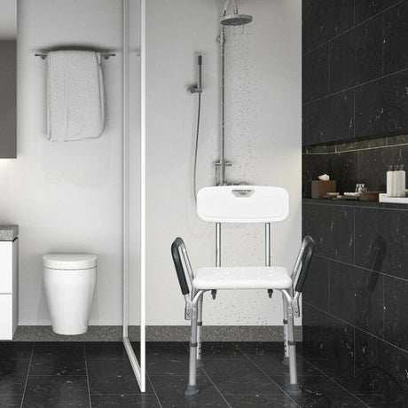 6 Adjustable Height Safety Bathtub Shower Chair with 330lbs Large Weight Capacity