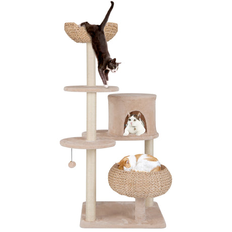 146cm Cattail Cat Tower with Sisal Scratching Posts Perch-Beige