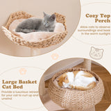 146cm Cattail Cat Tower with Sisal Scratching Posts Perch-Beige