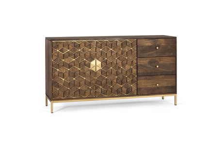 Giner and Colomer - Mango Wood & Metal Sideboard With 3 Drawers & 2 Doors